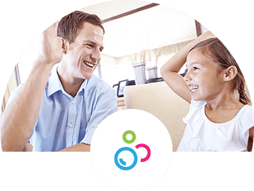 A happy father and daughter high-fiving each other.